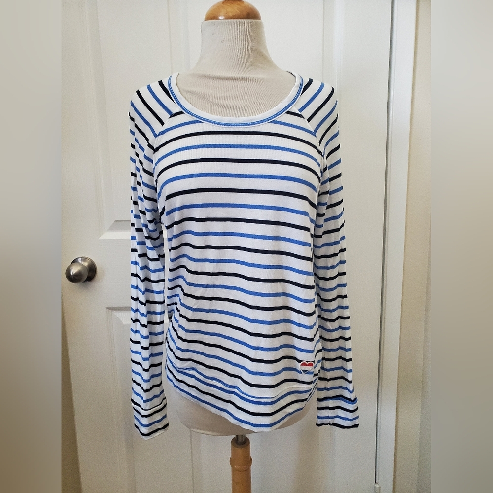 Sundry Blue Striped Long Sleeve Top